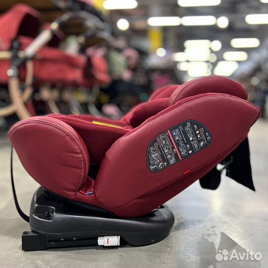 Новое автокресло 0-36 isofix 360 градусов бордовое