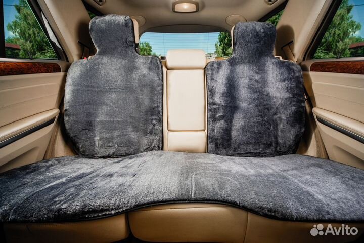 Накидки на сиденья искусственный мех серый, на