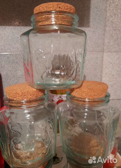 3 шт. Банки стеклянные для хранения сыпучих продук