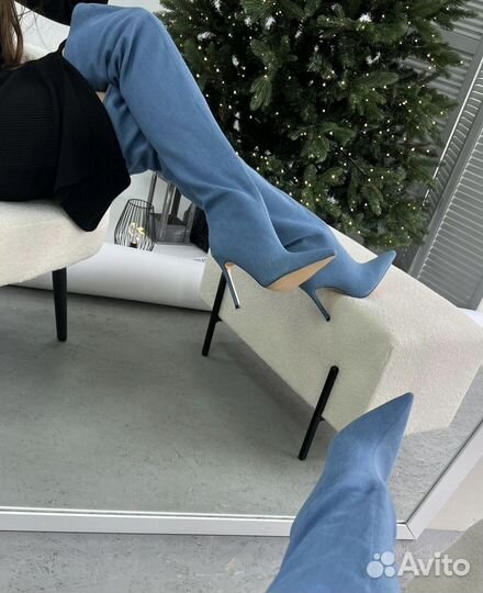 Ботфорты джинсовые новые