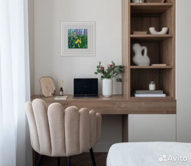 Картина с цветами маслом на холсте 20х20 ирисы