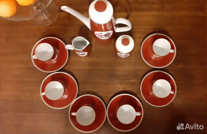 Кофейный сервиз фарфор гдр винтаж 1986