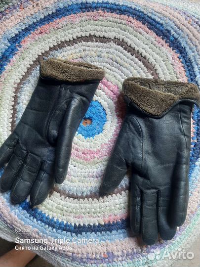 Перчатки зимние женские кожаные