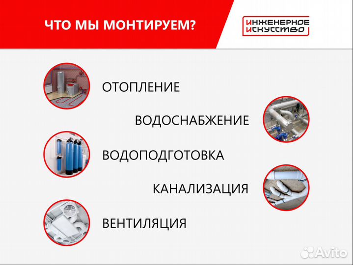 Монтаж водопровода, отопления, канализации