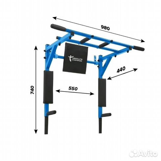 Турник брусья пресс 3в1 Атлет на стену прямой гриф