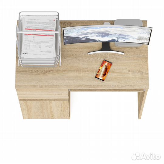 Стол компьютерный Мори мс-1 левый, цвет дуб сонома, шхгхв 90х50х76,6 см., ящик слева, не универсальн