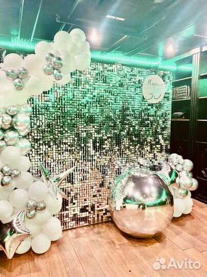 Паетки, фотозона блестящая