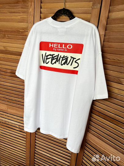 Футболка Vetements hello my name is (premium)