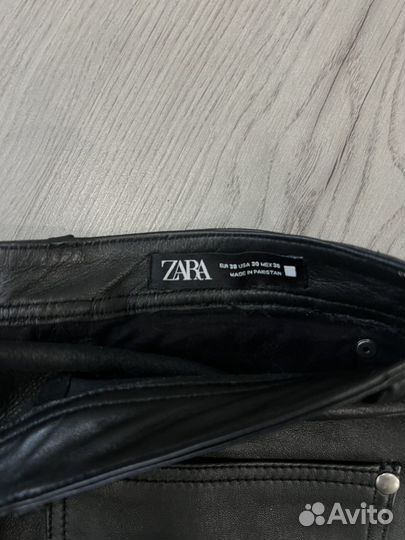 Брюки из натуральной кожи zara