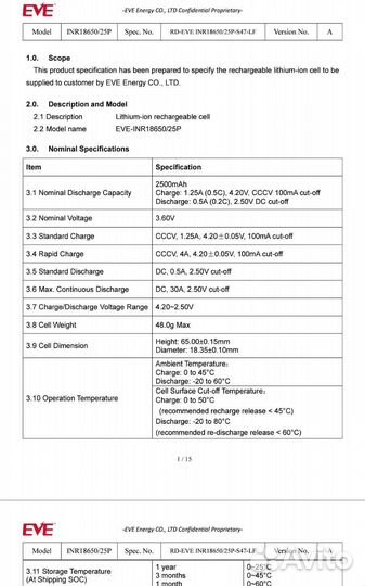 Аккумулятор Dyson SV03, V6 3000 мА*ч