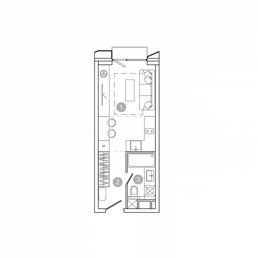 Квартира-студия, 22,7 м², 12/17 эт.