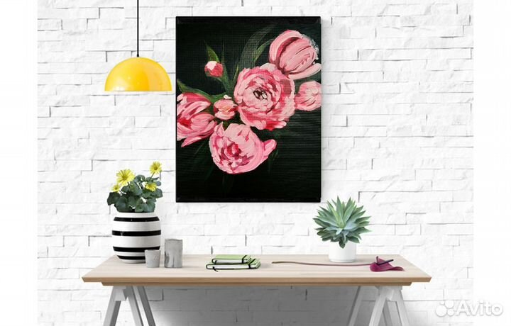 Картина маслом на холсте Пионы