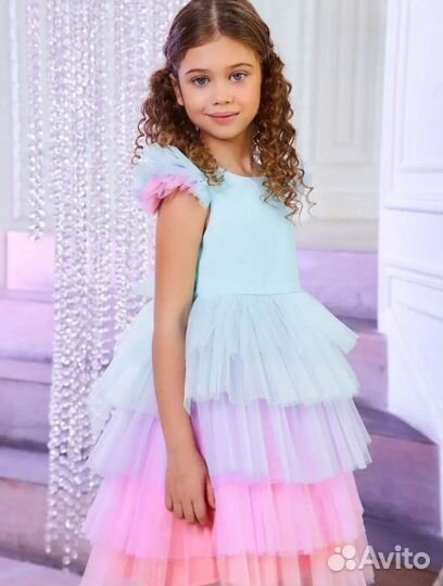 Платье единорога, радужное платье 128