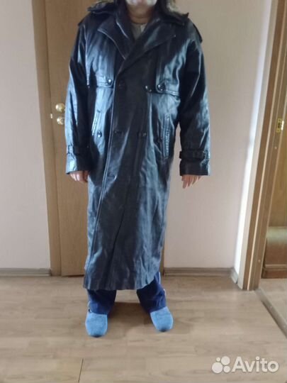 Пальто мужское кожаное с утеплитем