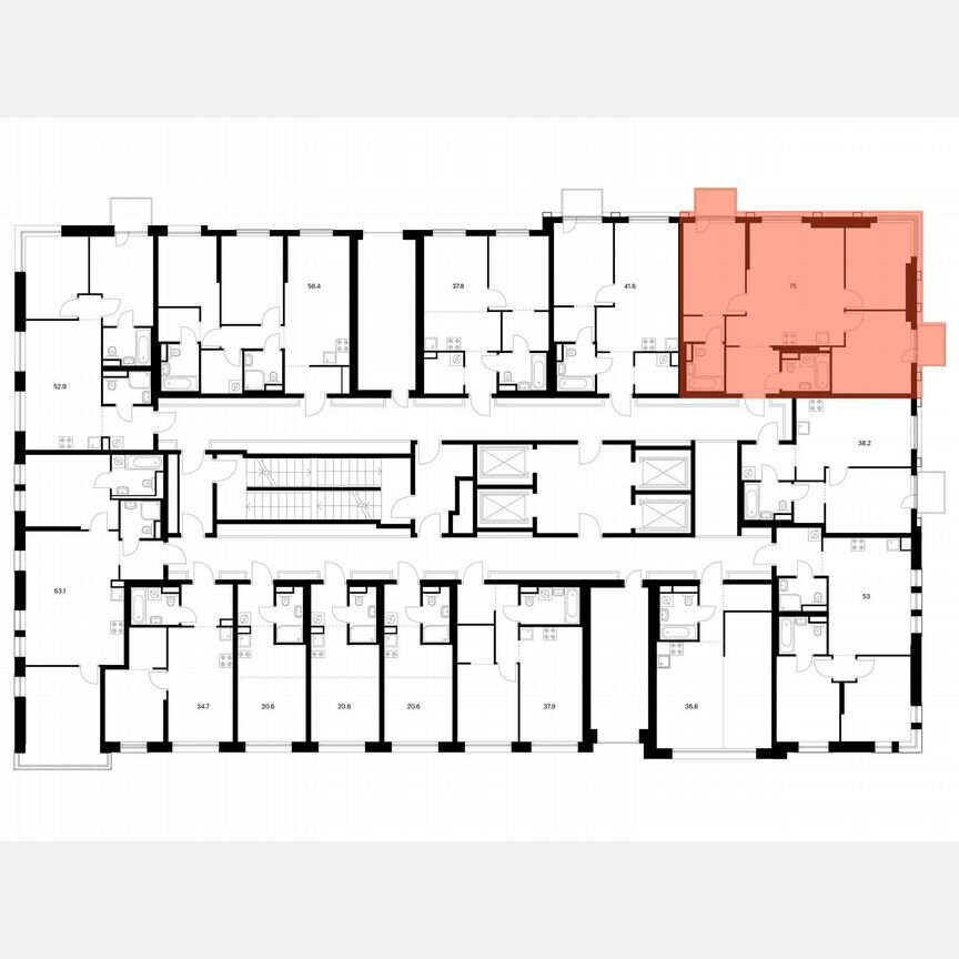 3-к. квартира, 75 м², 5/37 эт.