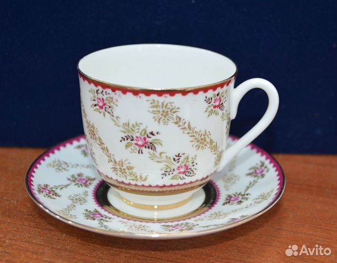 Фарфоровая кофейная пара - цветочный орнамент. лфз