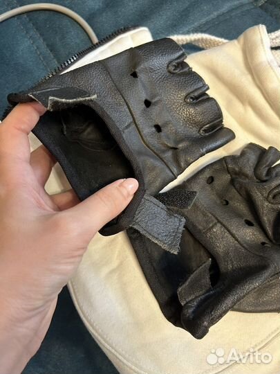Перчатки - митенки кожа