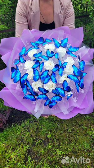 Букет из бабочек.Букет из мыльных роз