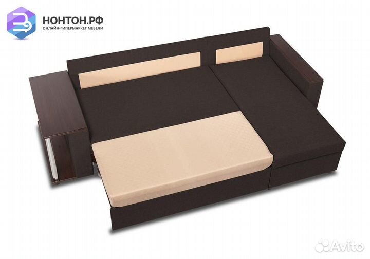 Диван угловой дельфин Форест кофейный