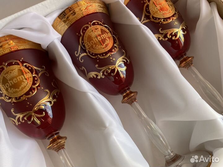 Чешские Бокалы для вина ручной работы 6 шт