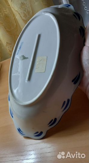 Большое блюдо фарфор гжель