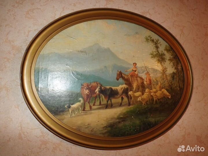 Картина антикварная. Масло. Холст