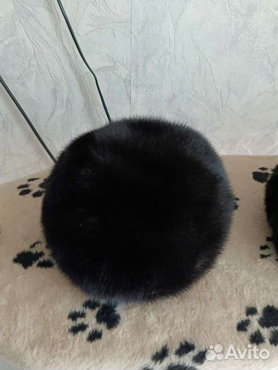 Берет черный норковый