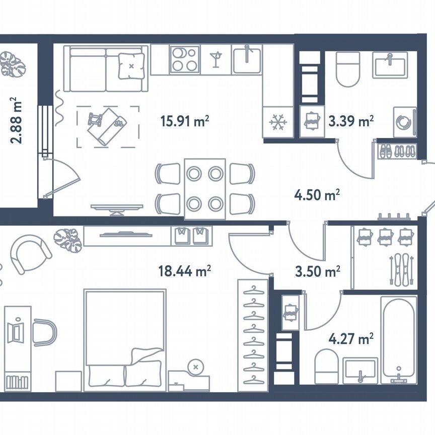 1-к. квартира, 51,5 м², 6/11 эт.