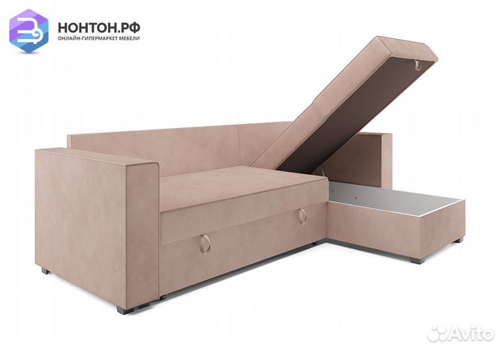 Угловой диван дельфин Рим микровелюр бежевый