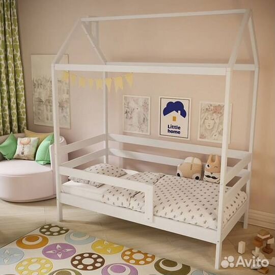 Кроватка берёза с бортиком домик детская