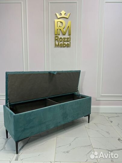 Банкетка Гиффа-Лофт с местом для хранения, мятная