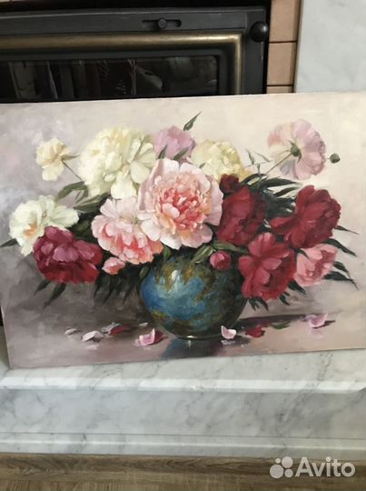 Картина маслом «Пионы» на заказ из калининграда