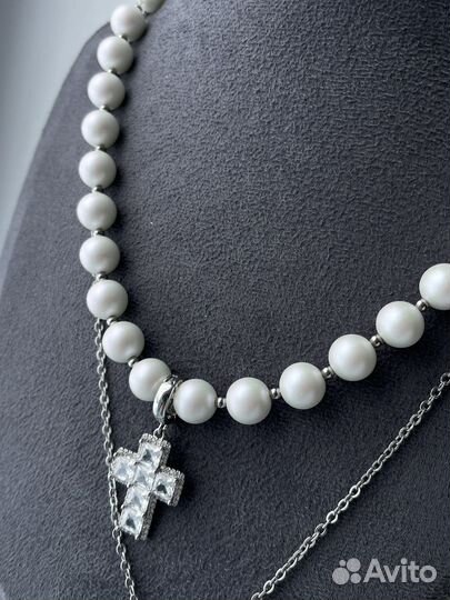 Колье из жемчуга с крестом
