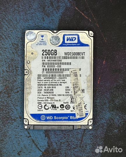 Жесткий диск WD Scorpio Blue 250GB