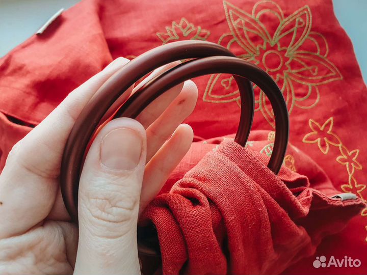 Слинг для новорожденных на кольцах, лён, красный