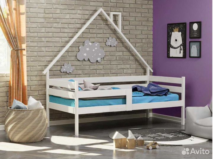 Софа из массива высокий борт от 2х лет Домик