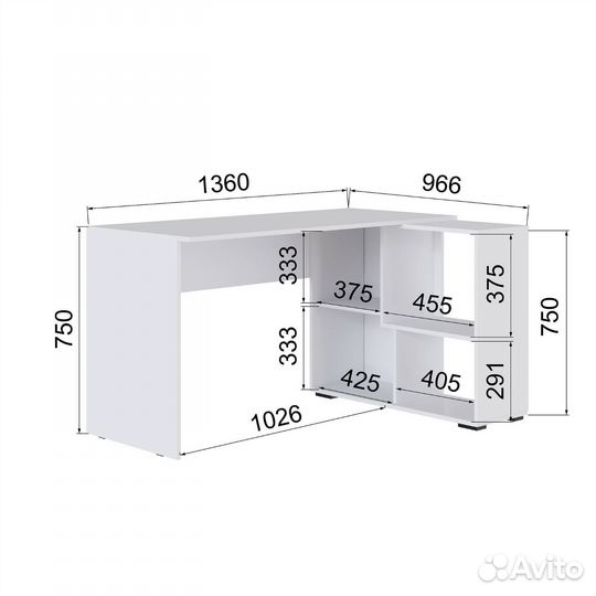 Компьютерный стол угловой с полками