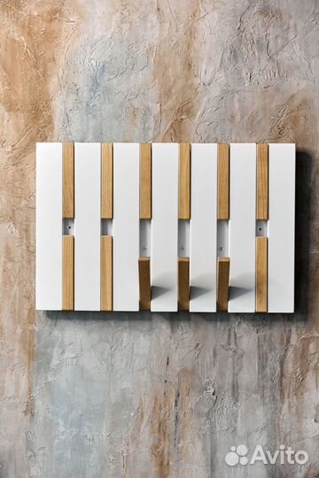 Вешалка деревянная настенная, Серая