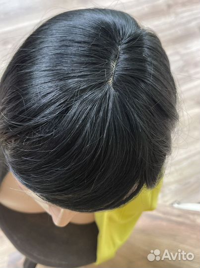 Парик черный длинные прямые волосы с чёлкой