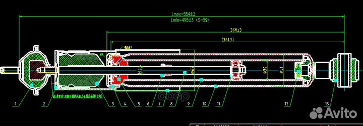 Амортизатор газовый задний (mercedes W140) DG02365