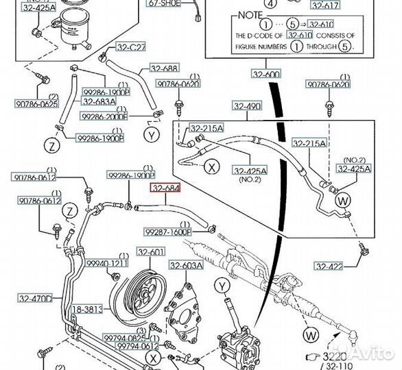 Шланг гур Mazda Mpv LW5W GY-DE 2.5 2001