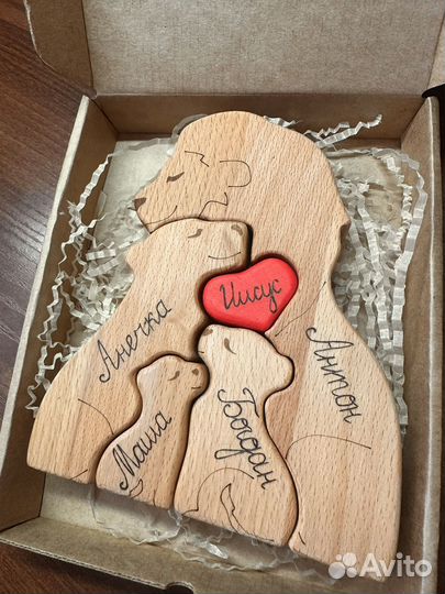 Фигурки из дерева семья животных