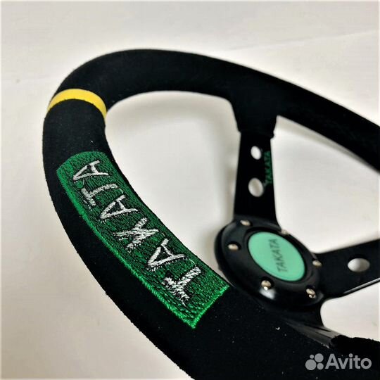 Руль takata style - с выносом - 350мм (замша) (Чер