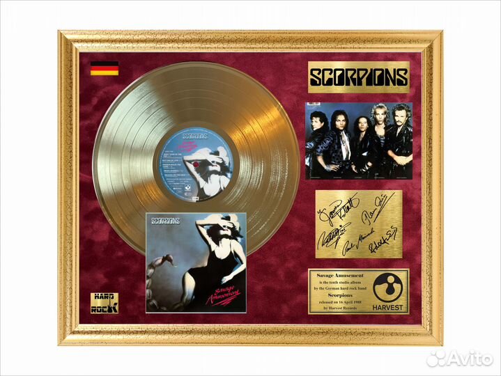 Золотой виниловый диск Scorpions Savage Amusement