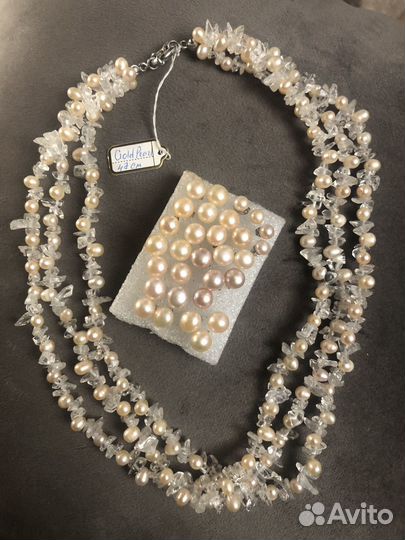 Жемчужное колье бусы, серьги