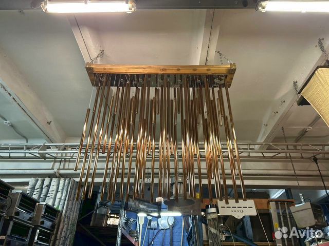 Люстра из сплава трубы цвет золото