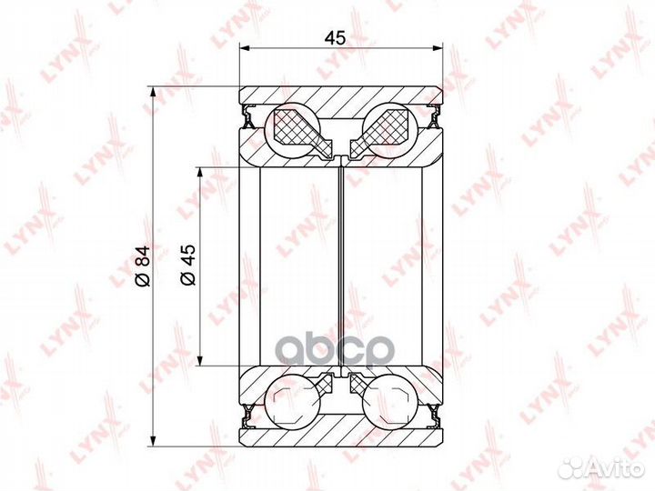 Подшипник ступицы перед. 45x45x84 WB-1257 LYN