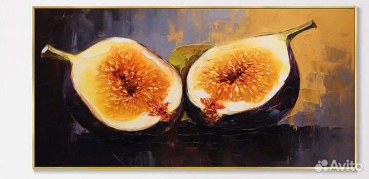 Картина маслом для кухни инжир Ручная работа