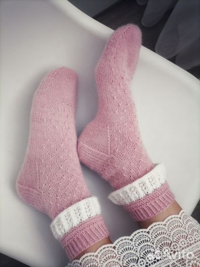 Вязаные носочки женские с кружевом