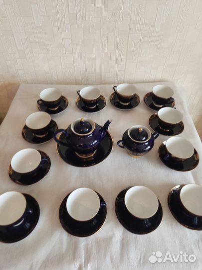 Чайный сервиз лфз, СССР Синий кобальт